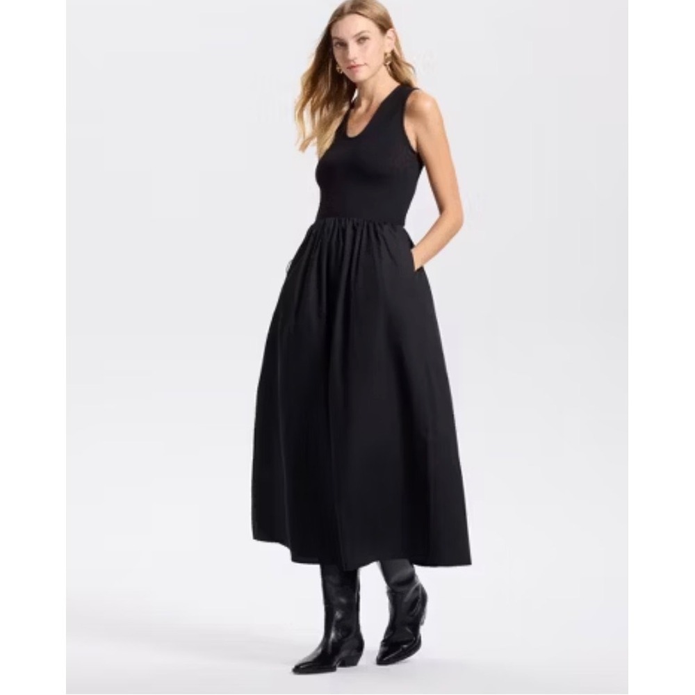 A New Day Womens Sleeveless Knit Midi A-Line Dress Black S ANDKD-127/EBONY